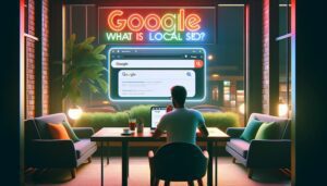 Joven en su computadora posicionando su negocio con SEO Local